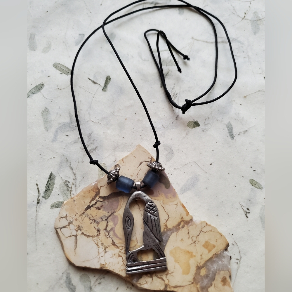 Vintage Egyptian Revival (?) Bird Pendant Necklace